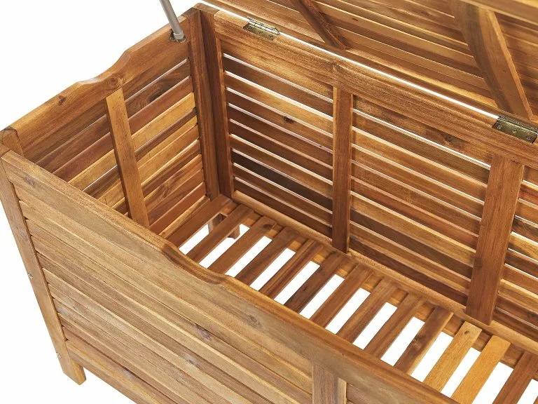 Beliani Kussenbox Acaciahout Lichtbruin 130 X 48 Cm RIVIERA - Afbeelding 8