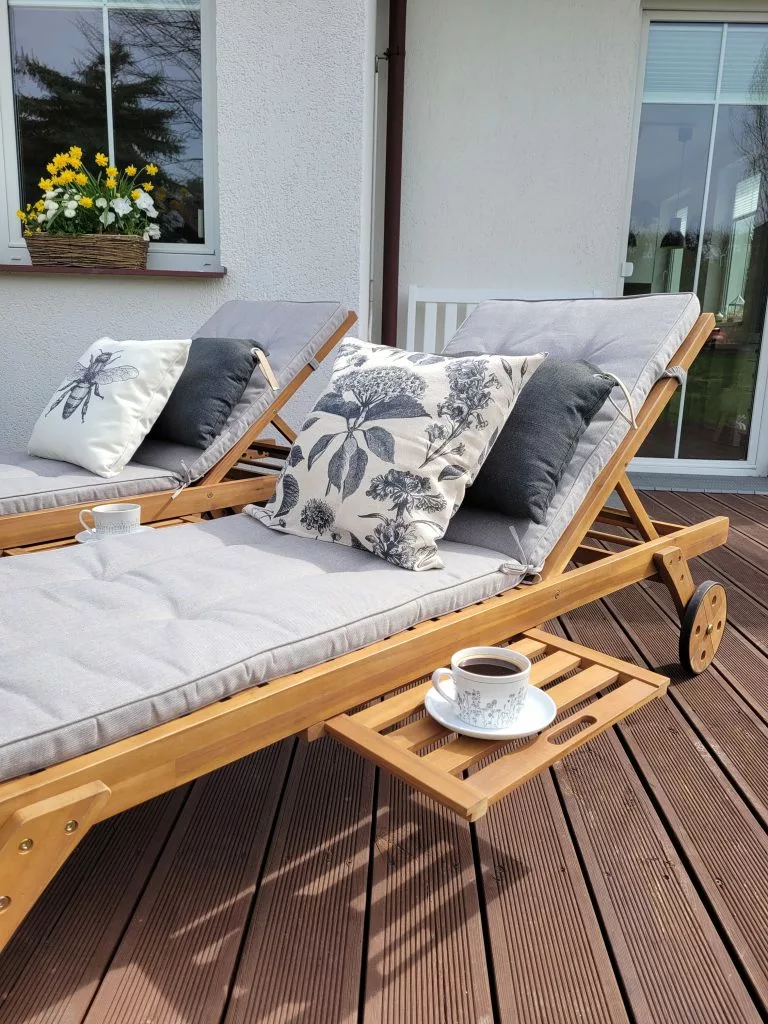 Beliani Ligstoel Acaciahout Taupe CESANA - Afbeelding 4