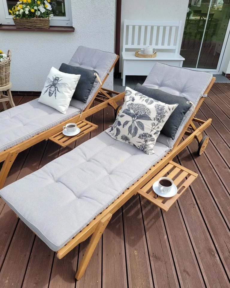 Beliani Ligstoel Acaciahout Taupe CESANA - Afbeelding 5