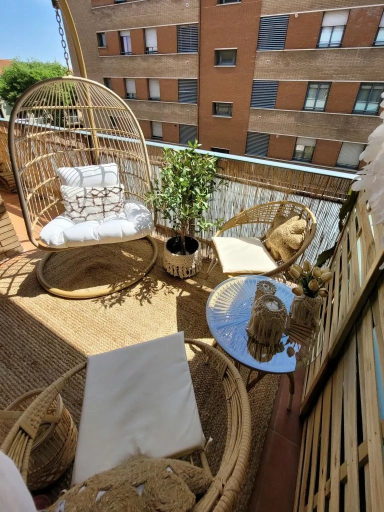 Beliani Balkonset Kunststof Rotan Natuurlijk/wit PELLARDO - Afbeelding 3