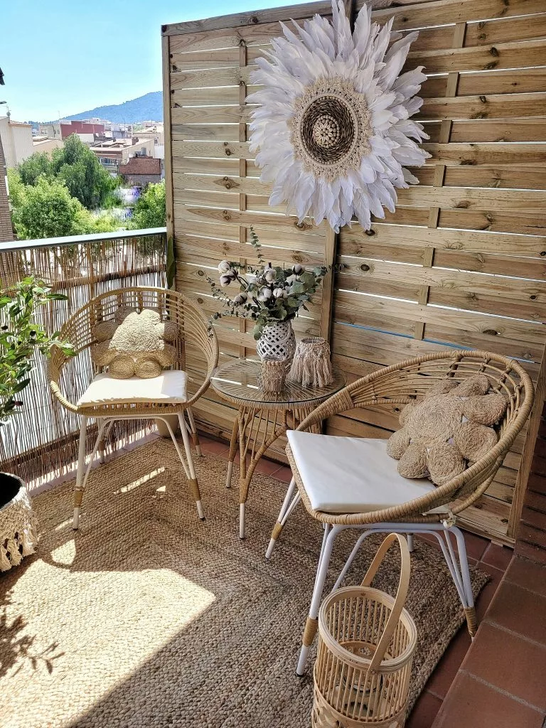 Beliani Balkonset Kunststof Rotan Natuurlijk/wit PELLARDO - Afbeelding 4