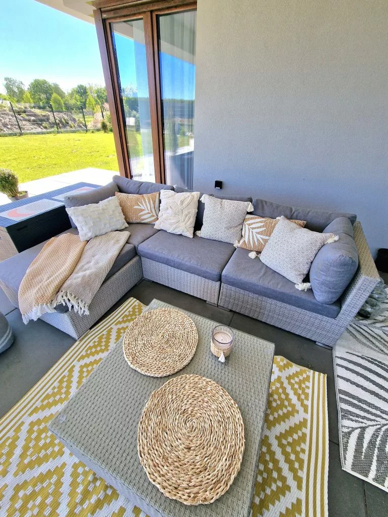 Beliani Loungeset 4-zits Rotan Grijs Linkszijdig SANO II - Afbeelding 4