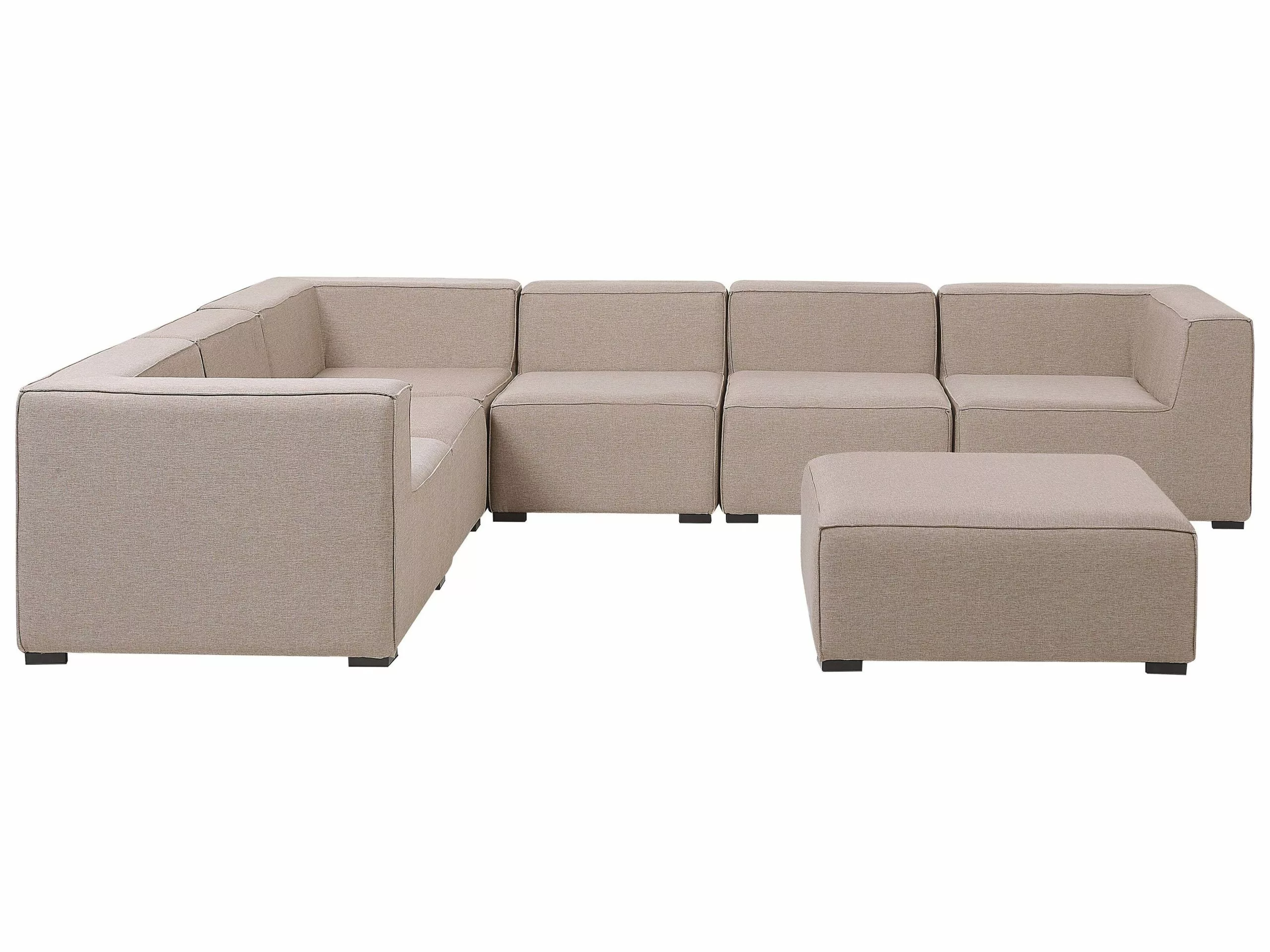 Beliani Loungeset 7-zits Rotan Beige Rechtszijdig AREZZO - Afbeelding 6