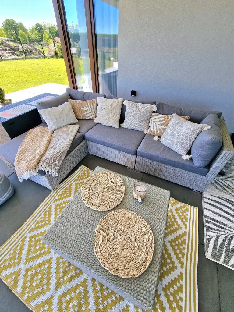 Beliani Loungeset 4-zits Rotan Grijs Linkszijdig SANO II - Afbeelding 8