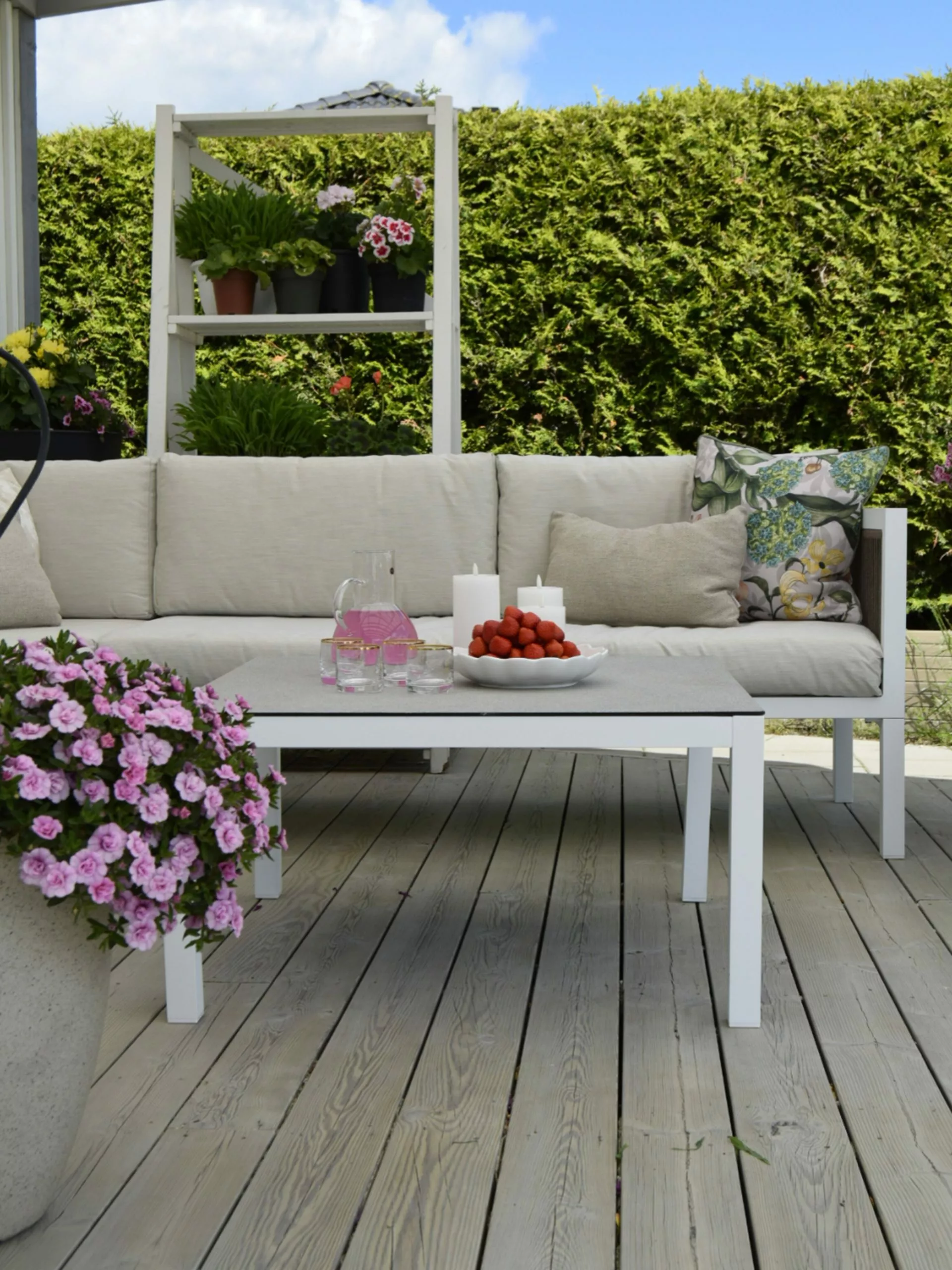 Beliani Loungeset 4-zits Aluminium Wit/bruin Linkszijdig BORELLO - Afbeelding 3