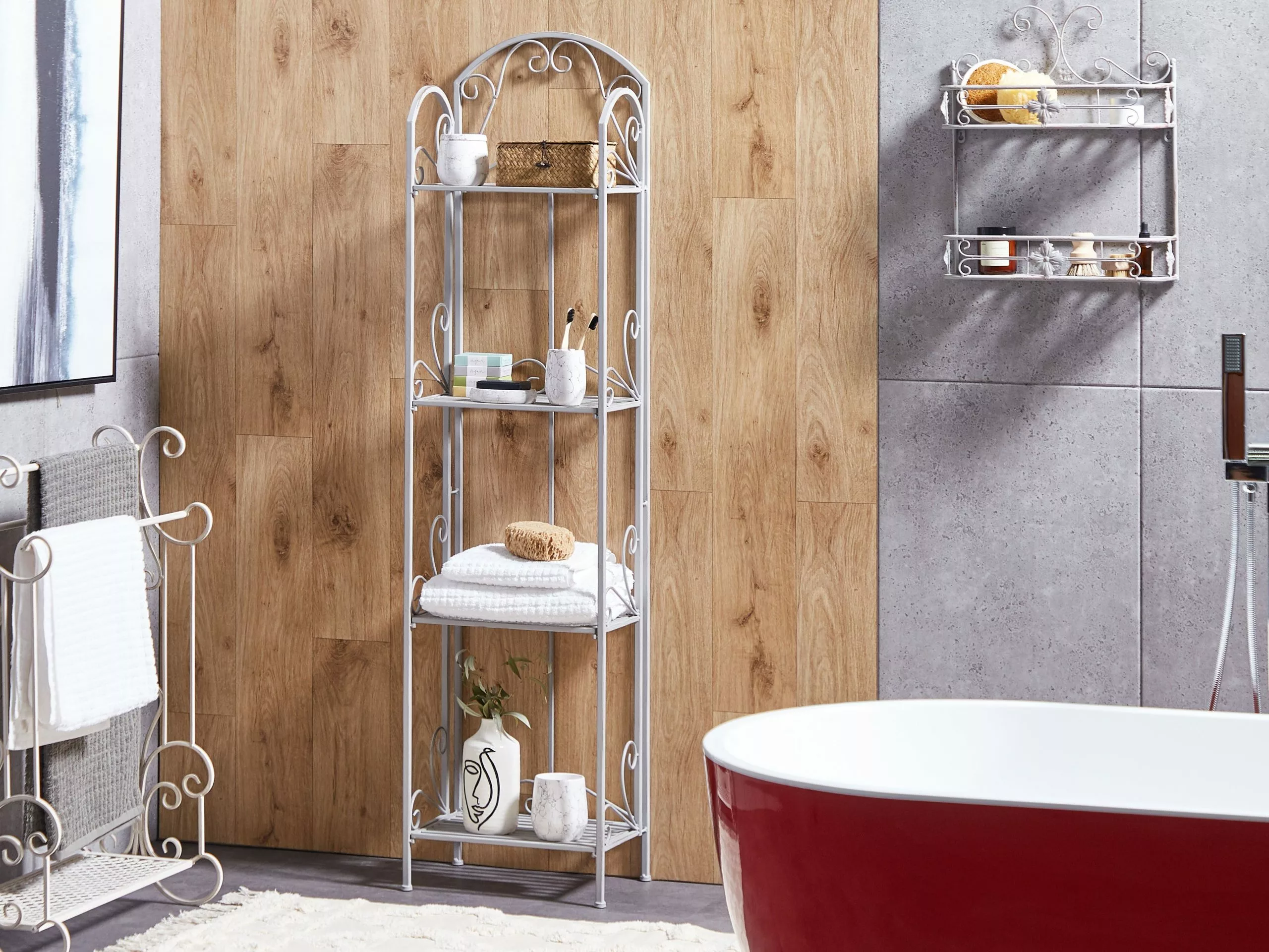 Beliani Badkamerkast Metaal Antiek Grijs VALDIVIA - Afbeelding 2