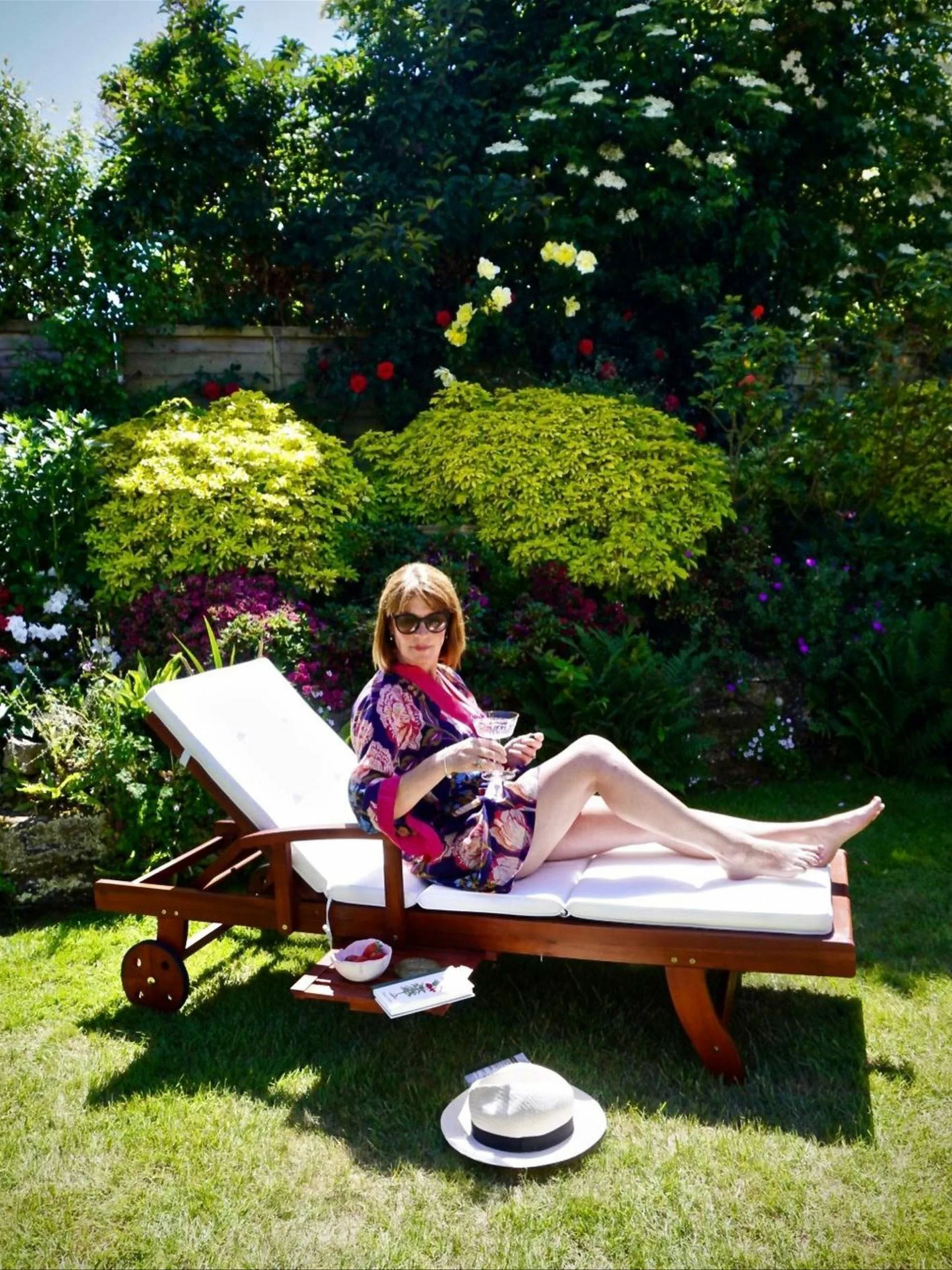 Beliani Ligstoel Acaciahout Crèmewit TOSCANA - Afbeelding 9