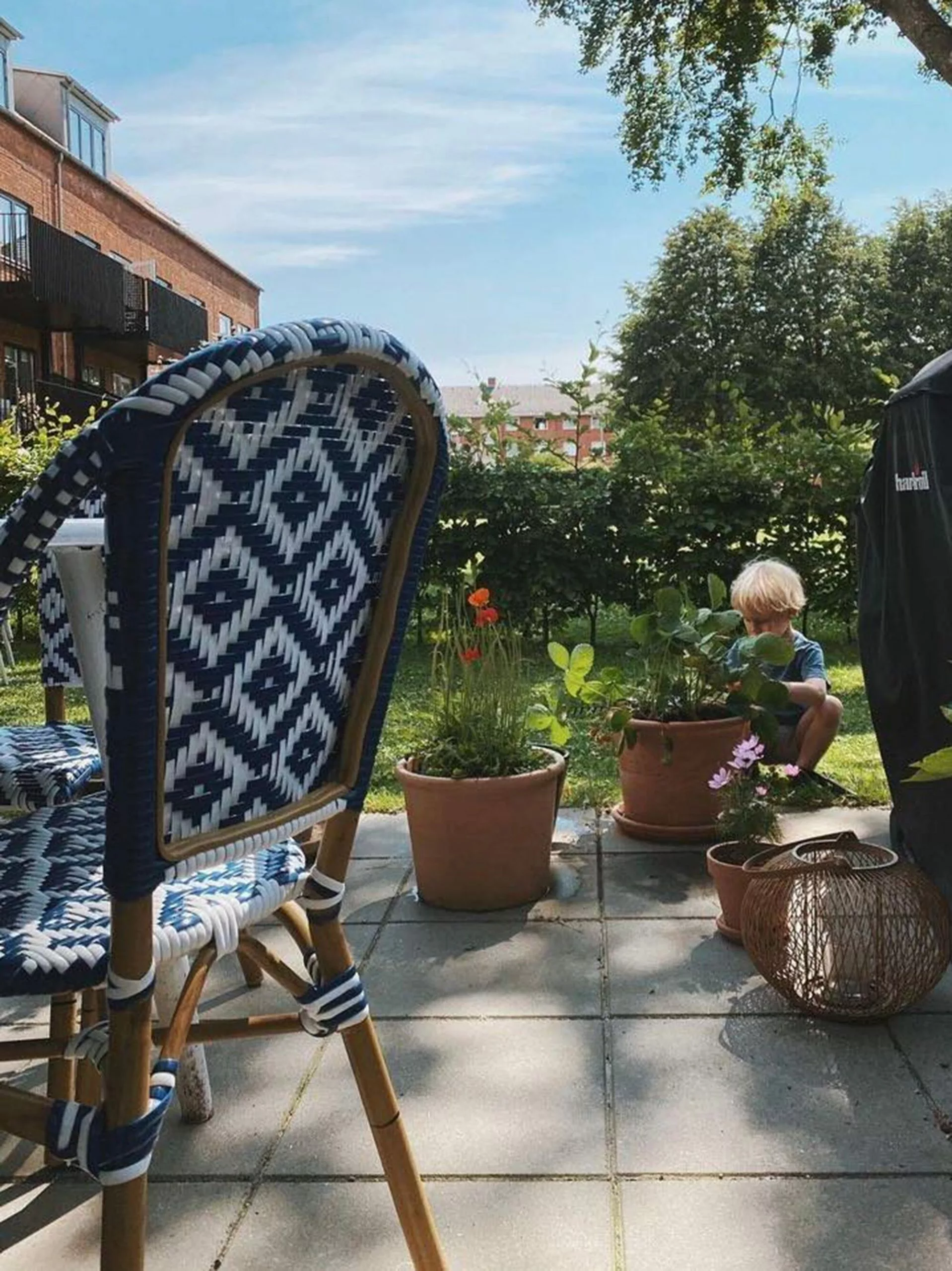 Beliani Tuinstoel Set Van 4 Rotan Blauw/wit RIFREDDO - Afbeelding 3