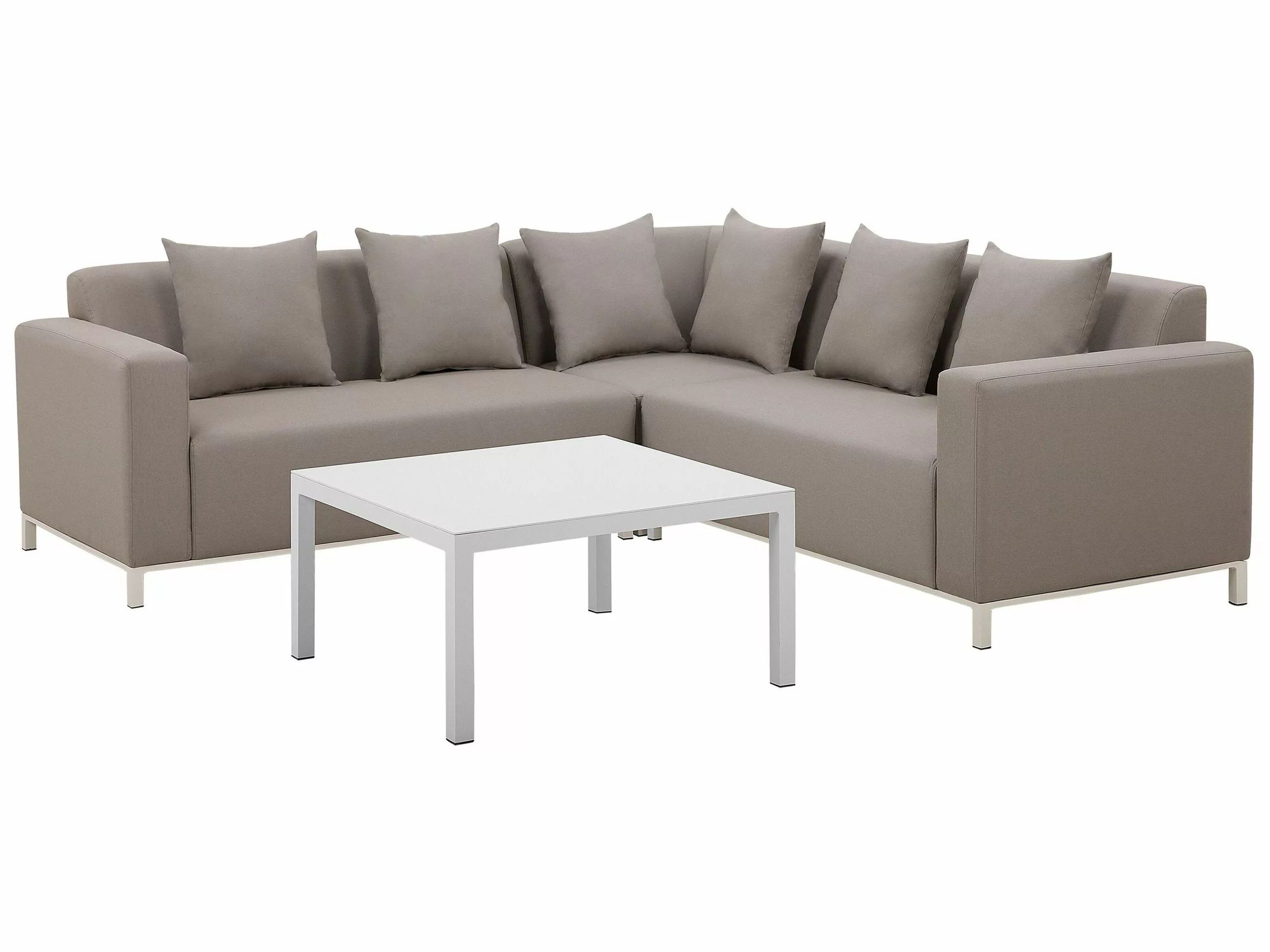 Beliani Loungeset 5-zits Stof Beige Rechtszijdig BELIZE