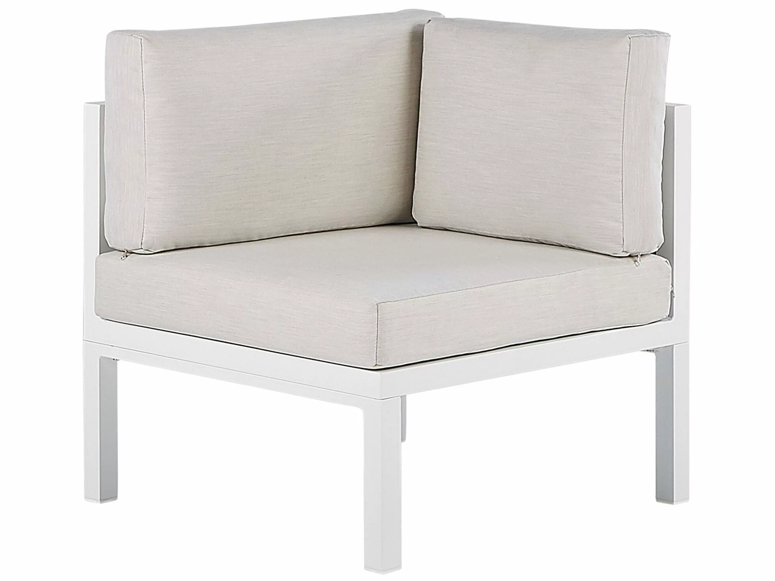 Beliani Loungeset 4-zits Aluminium Wit/bruin Rechtszijdig BORELLO - Afbeelding 7