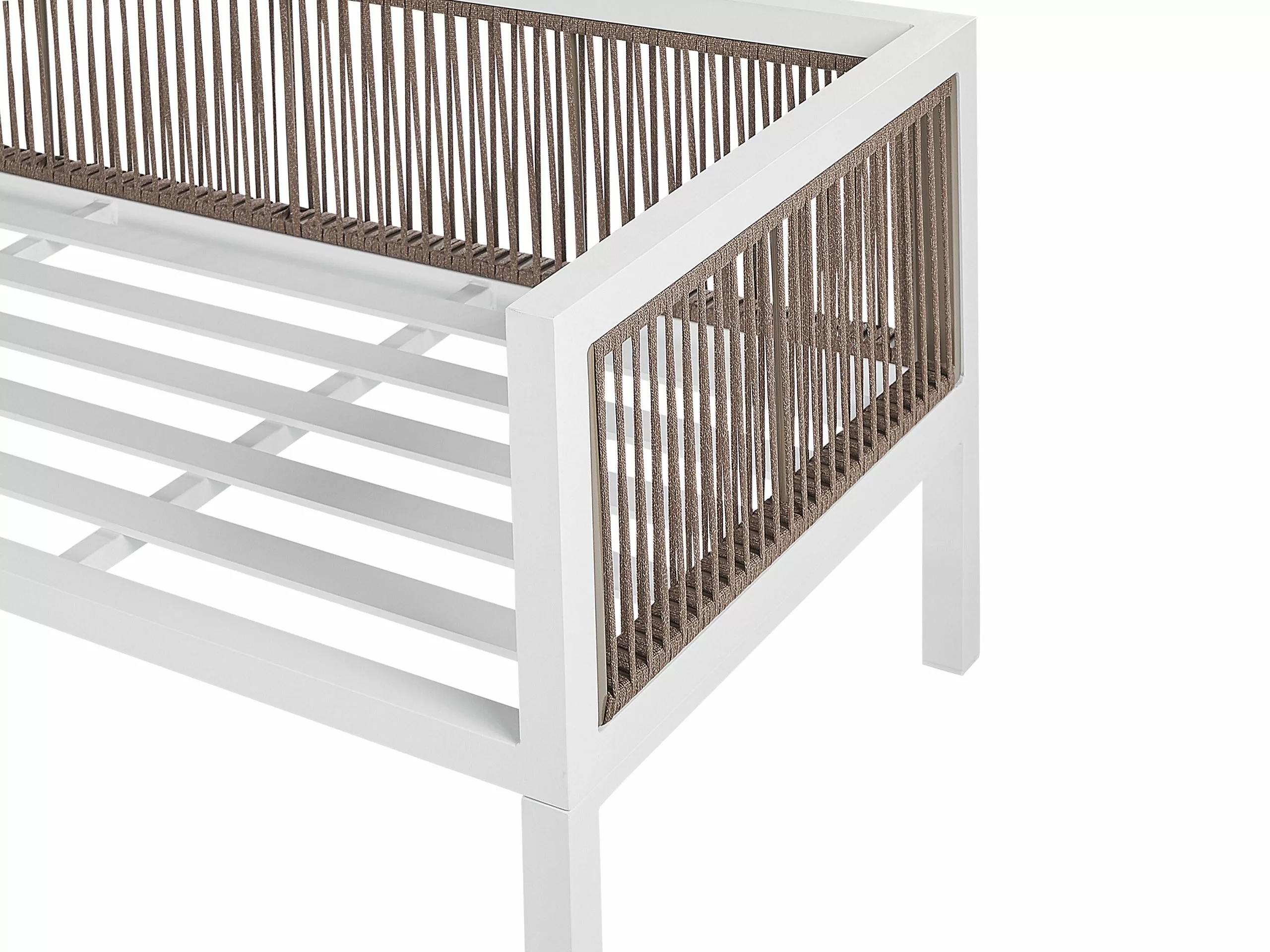 Beliani Loungeset 4-zits Aluminium Wit/bruin Rechtszijdig BORELLO - Afbeelding 10