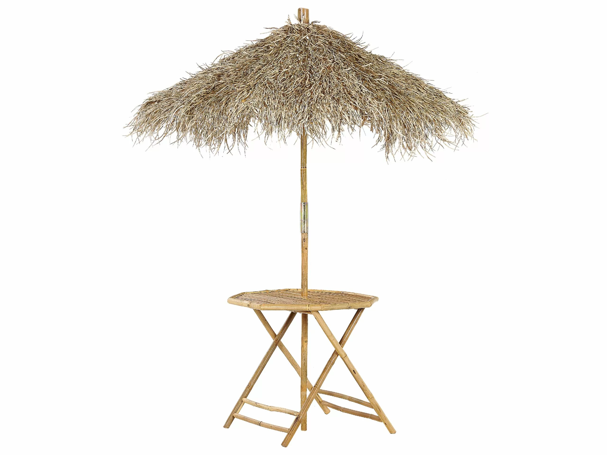 Beliani Tuintafel Met Parasol Bamboe ⌀ 85 Cm MOLISE