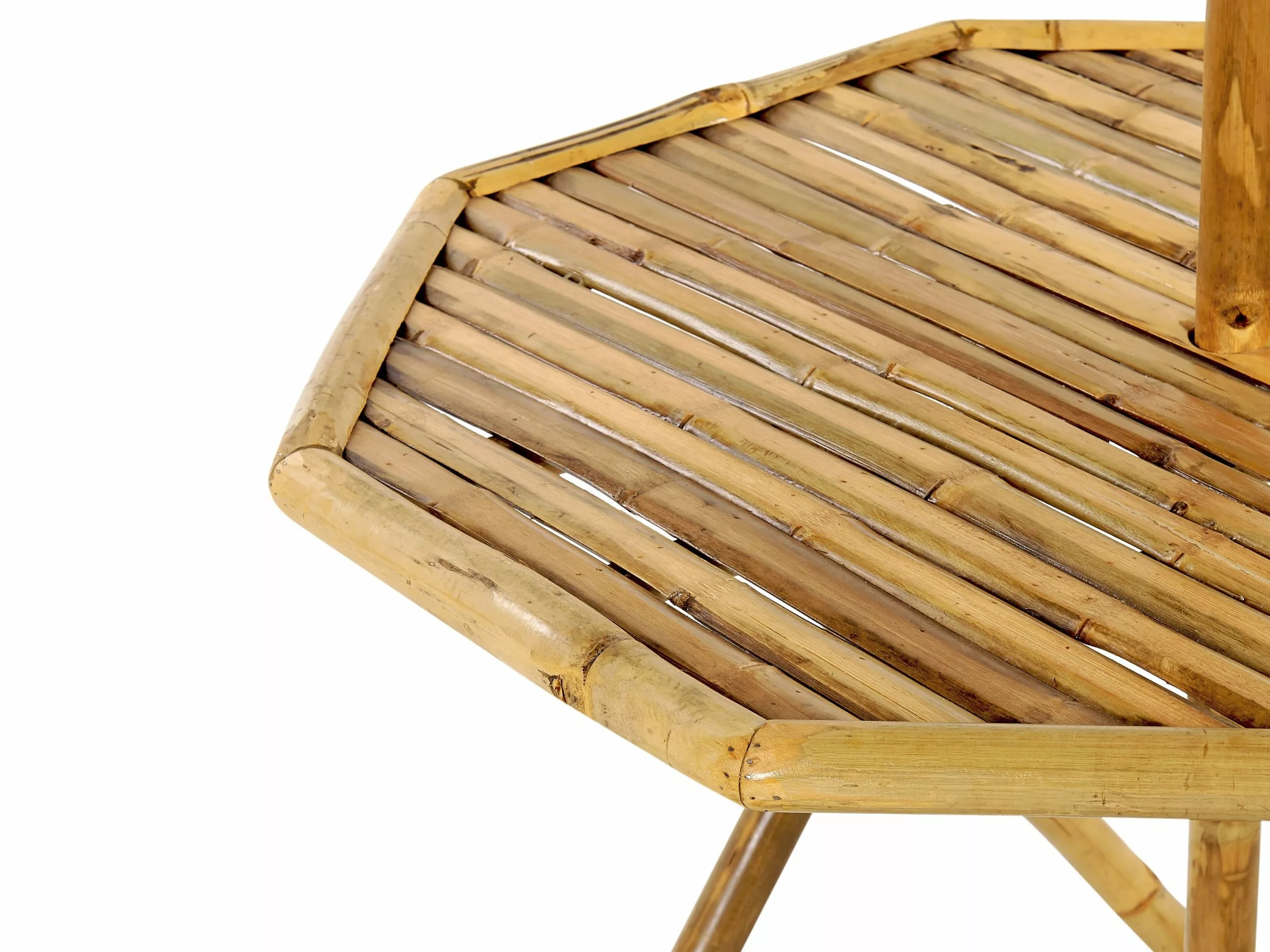 Beliani Tuintafel Met Parasol Bamboe ⌀ 85 Cm MOLISE - Afbeelding 6