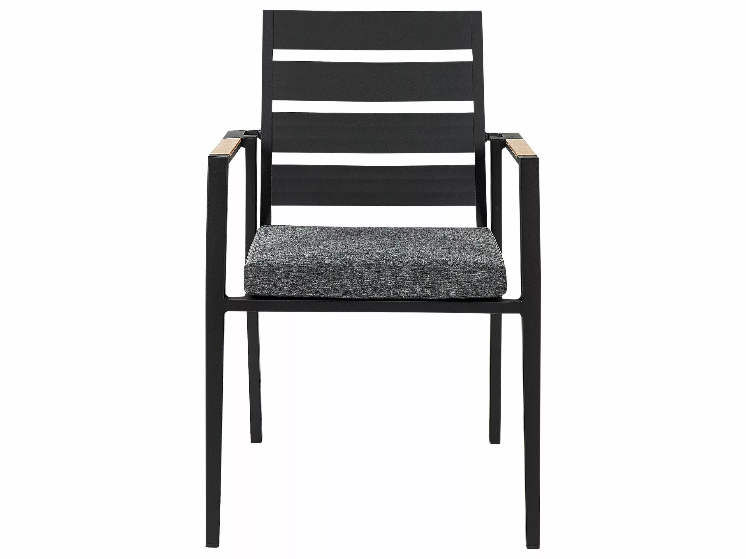 Beliani Tuinstoel Set Van 4 Aluminium Zwart TAVIANO - Afbeelding 6