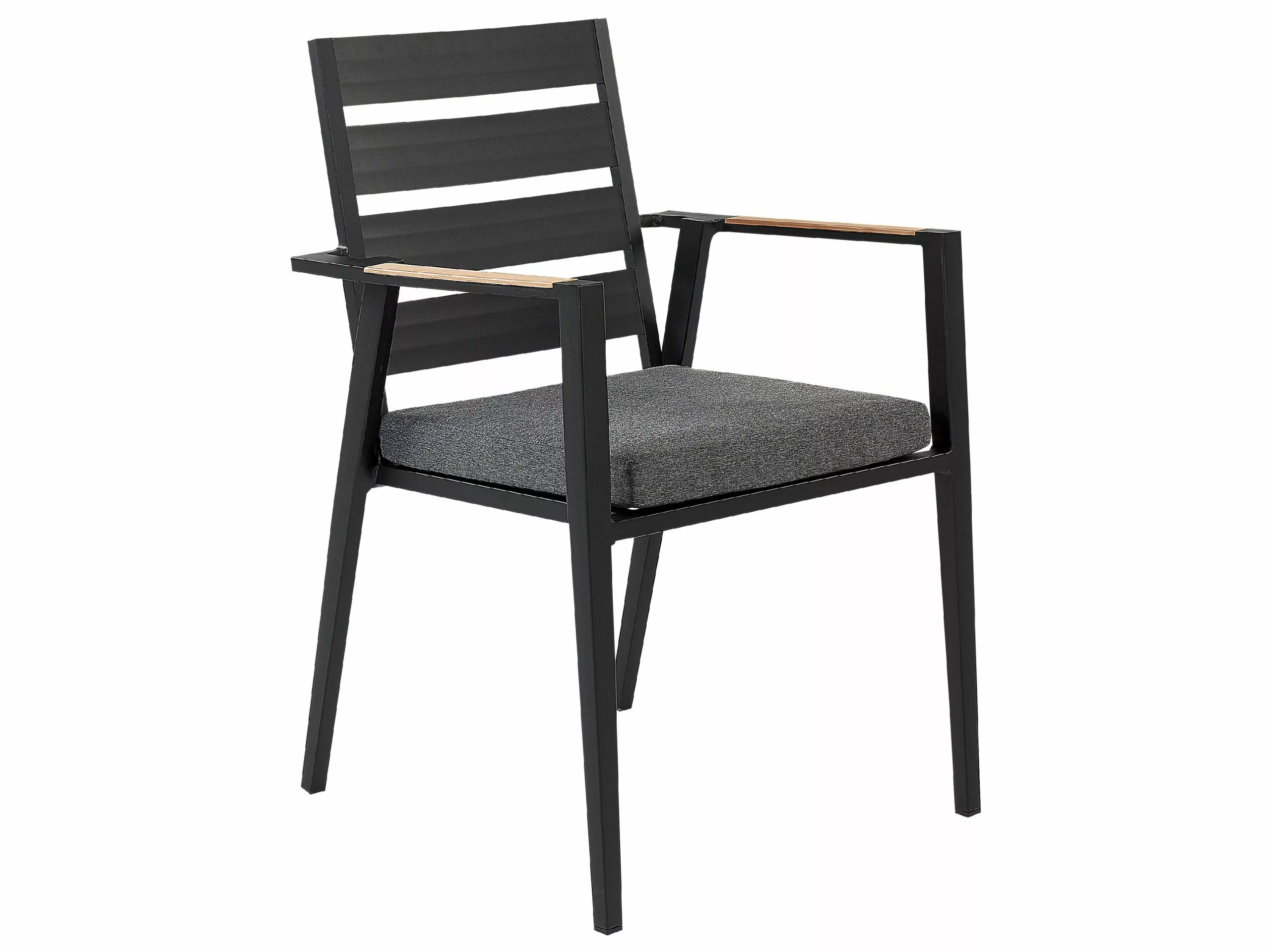 Beliani Tuinstoel Set Van 6 Aluminium Zwart TAVIANO - Afbeelding 4