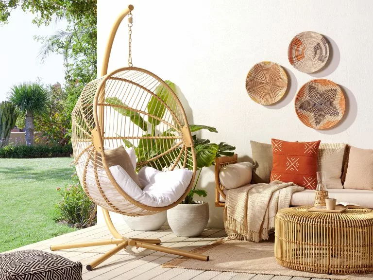 Beliani Schommelstoel Rotan Beige ACRI - Afbeelding 2