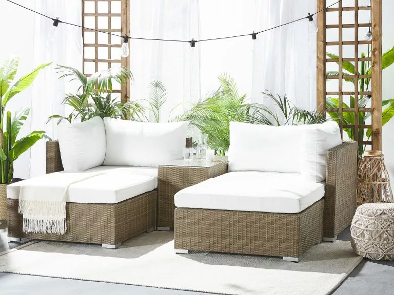 Beliani Loungeset 2-zits Rotan Lichtbruin NOTO - Afbeelding 8