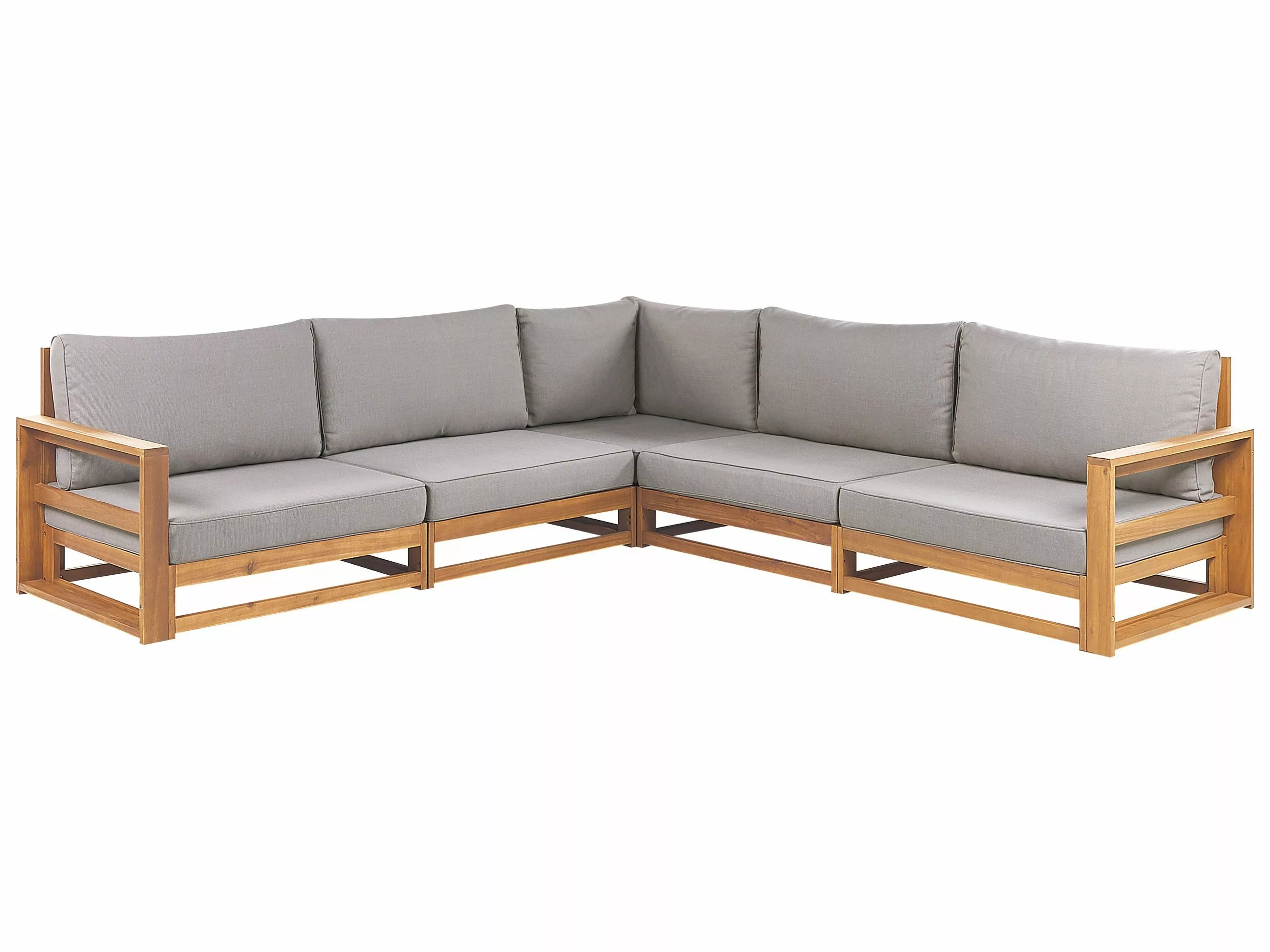 Beliani Loungeset 5-zits Acaciahout Lichtbruin Rechtszijdig TIMOR II - Afbeelding 5