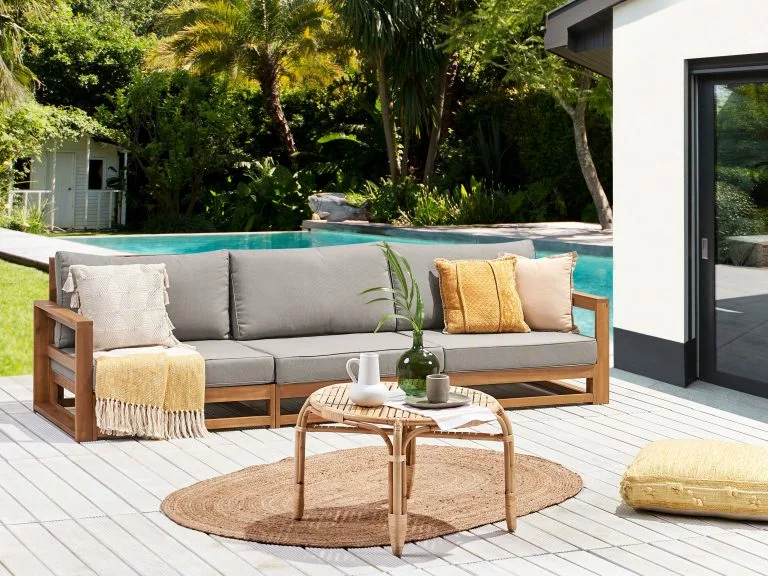 Beliani Tuinbank 3-zits Acaciahout Lichtbruin TIMOR II - Afbeelding 3