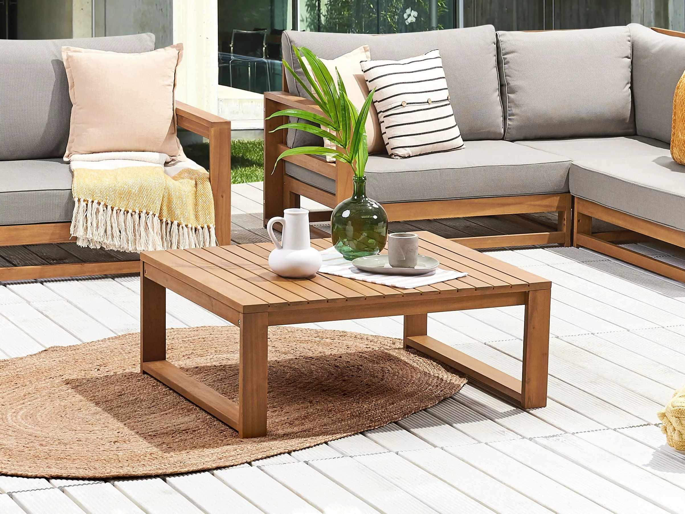 Beliani Tuintafel Acaciahout Lichtbruin 90 X 75 Cm TIMOR II - Afbeelding 2