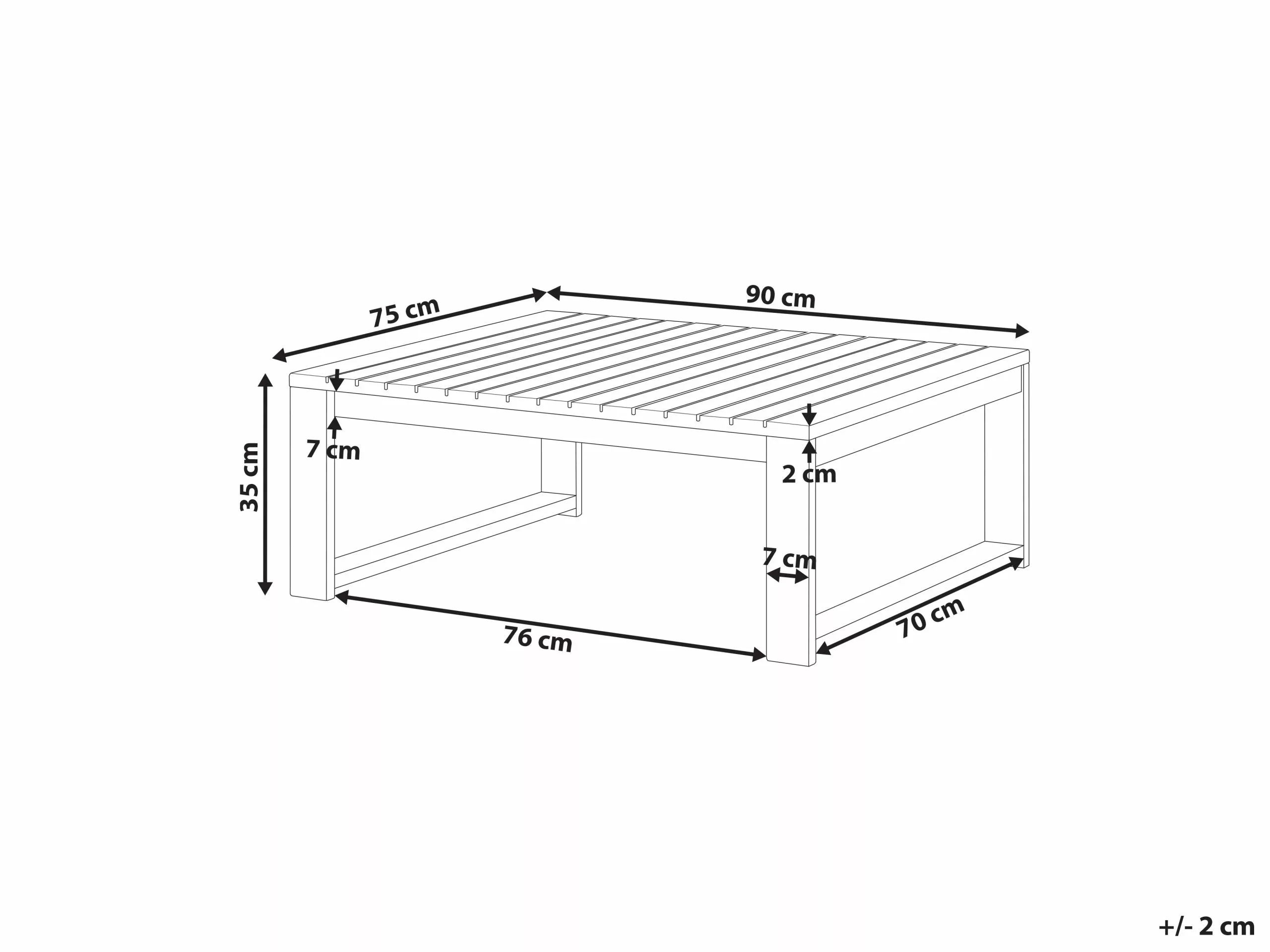 Beliani Tuintafel Acaciahout Lichtbruin 90 X 75 Cm TIMOR II - Afbeelding 4
