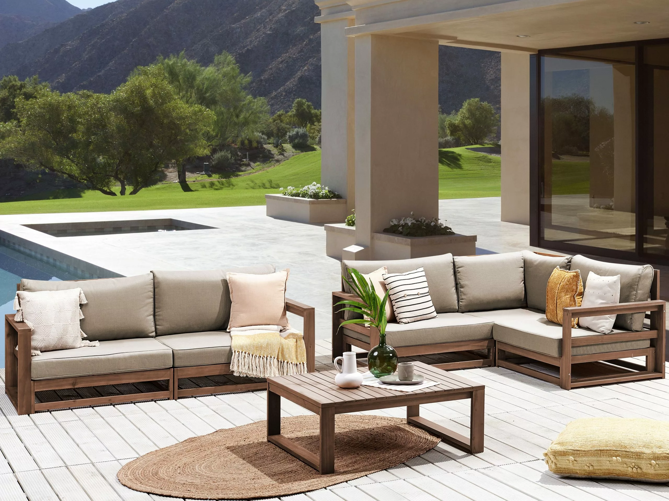 Beliani Loungeset 4-zits Acaciahout Donker TIMOR II - Afbeelding 2